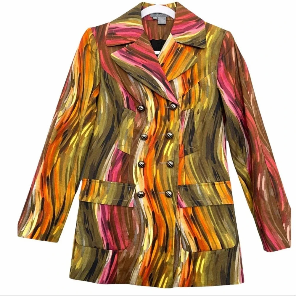 Eccoci Multicolored Coat Jacket Statement Preppy Formal Festive Size 0‎ NWOT